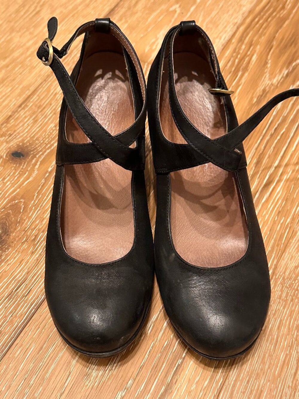 Dansko Minette Comfort Black Leather Ankle Strap Heels sz 40
